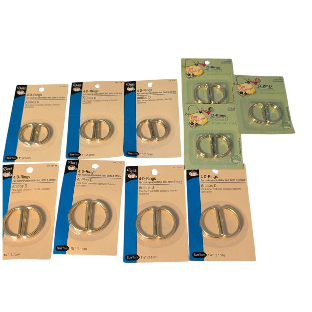 Lot of 10 packs of gold D‑Rings Bags, Belts Dritz Bag Boutique New